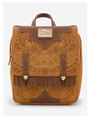 New Loungefly Disney Minnie Mouse Western Patterned Mini Backpack.